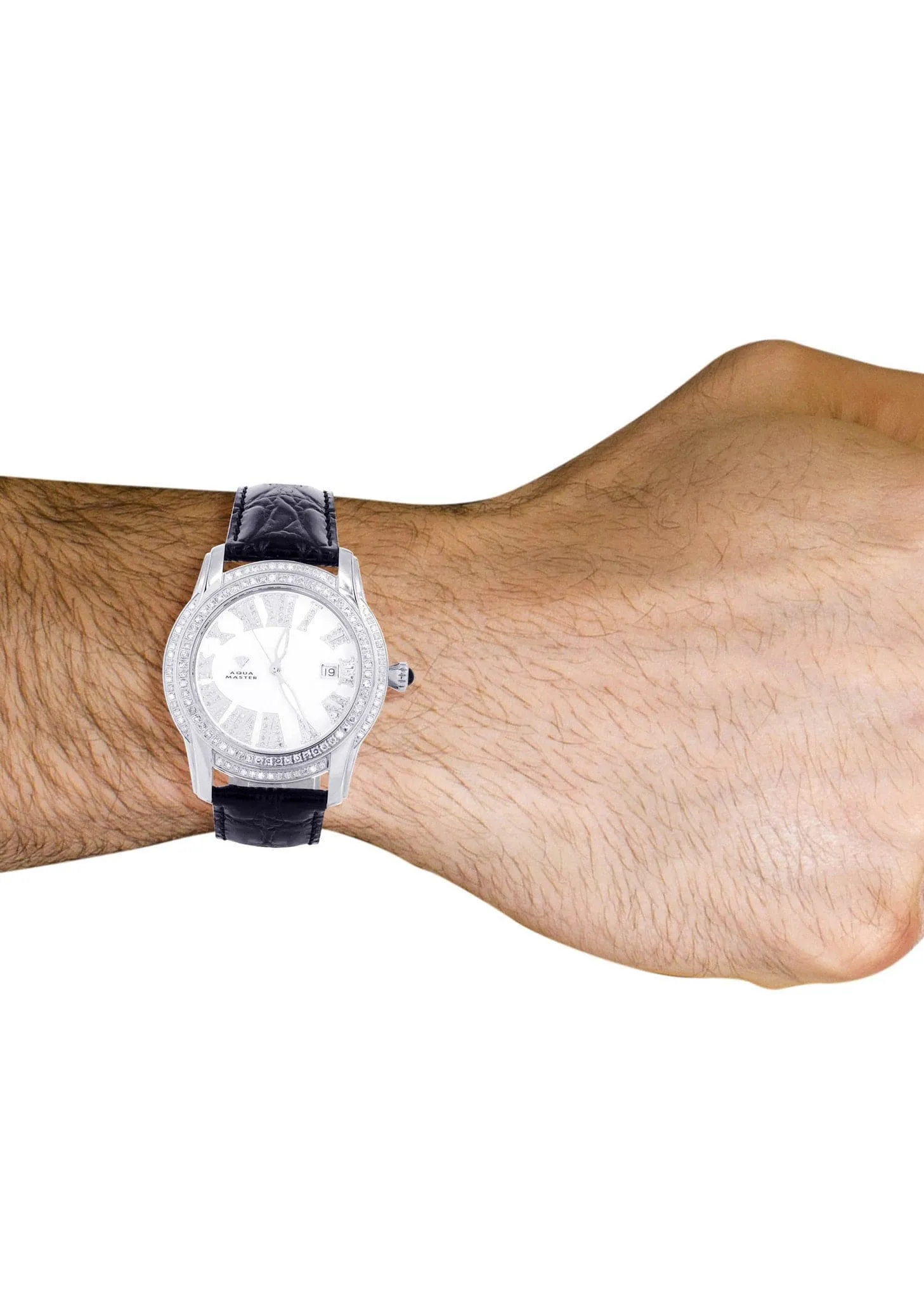Mens White Gold Tone Diamond Watch | Appx. 1.71 Carats