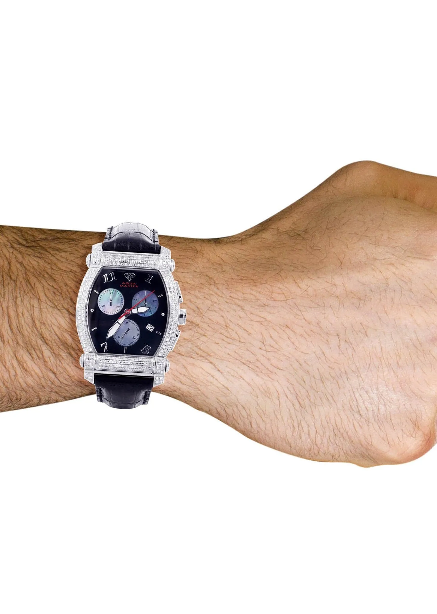 Mens White Gold Tone Diamond Watch | Appx. 2.51 Carats