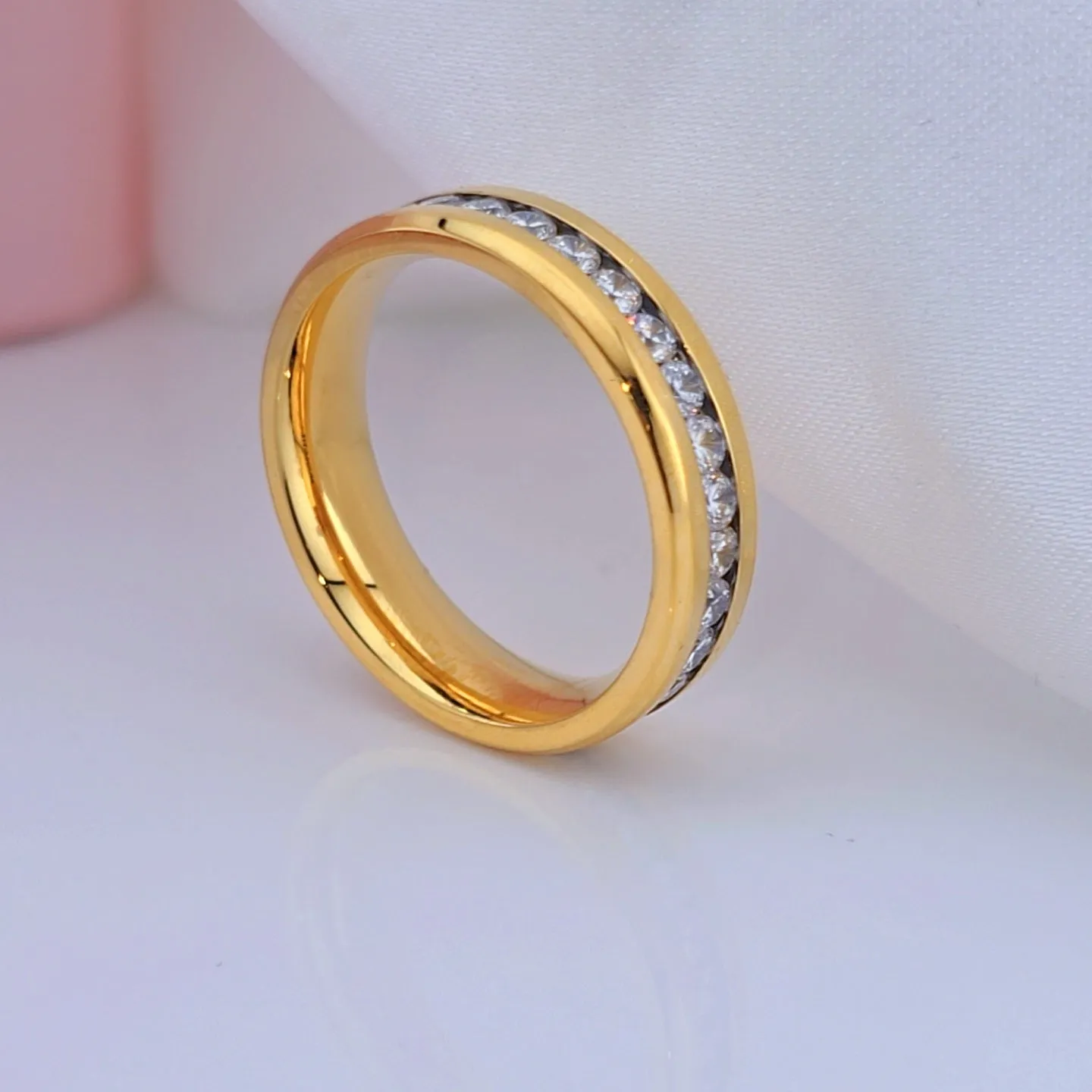 Men's Yellow Gold Titanium with Diamond Wedding Band