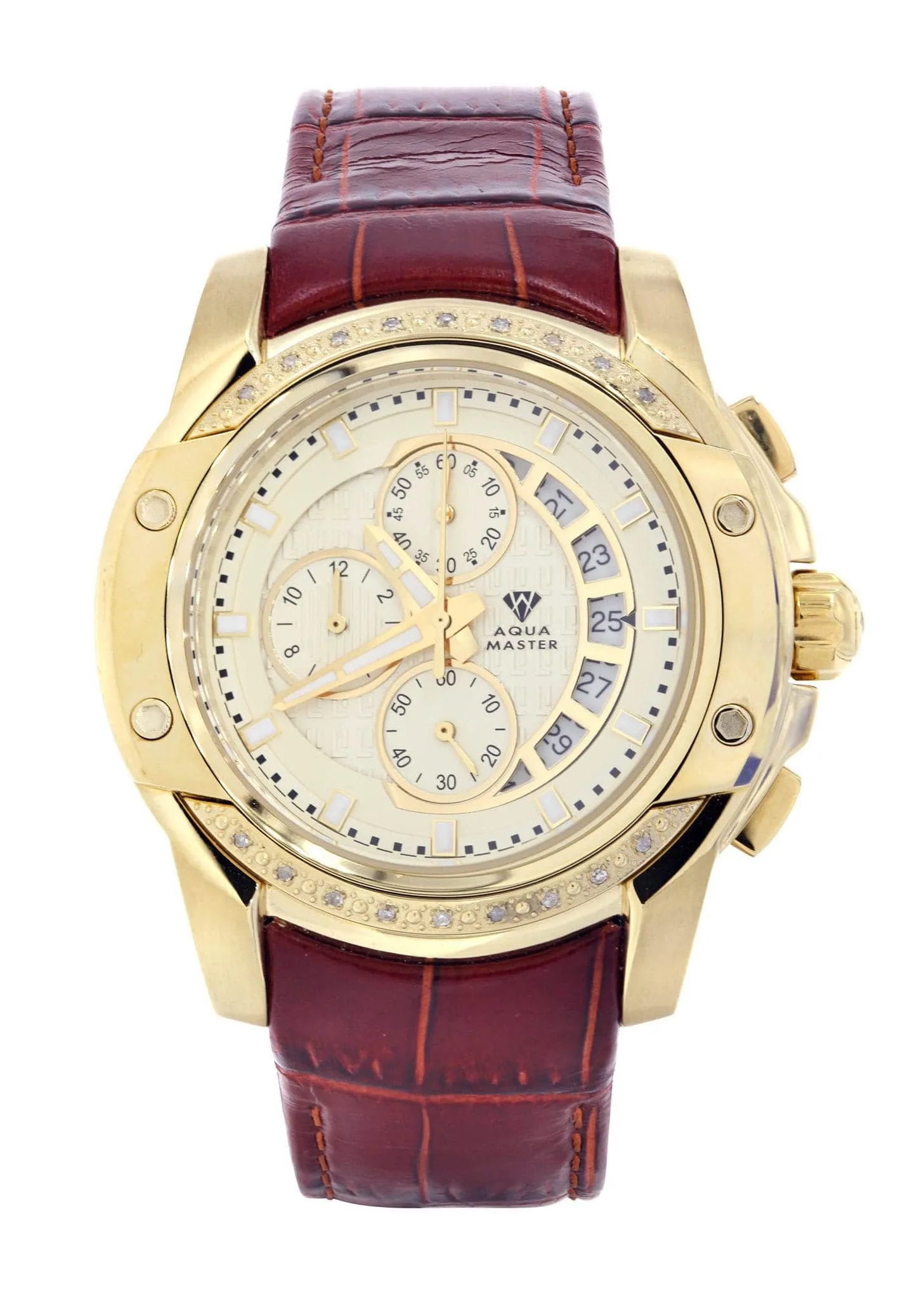 Mens Yellow Gold Tone Diamond Watch | Appx. 0.2 Carats