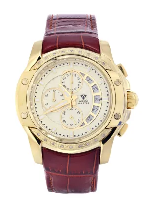 Mens Yellow Gold Tone Diamond Watch | Appx. 0.2 Carats