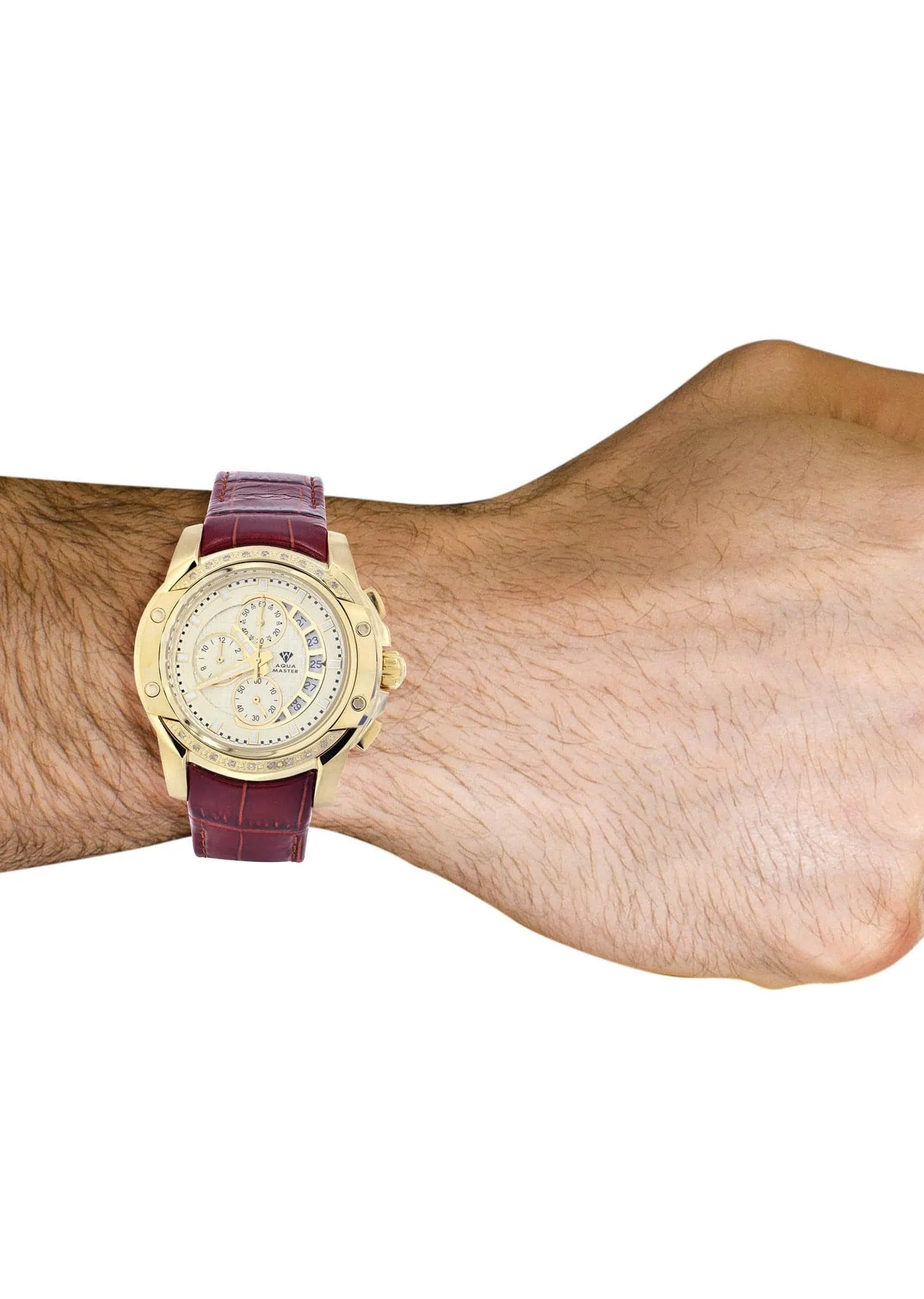 Mens Yellow Gold Tone Diamond Watch | Appx. 0.2 Carats
