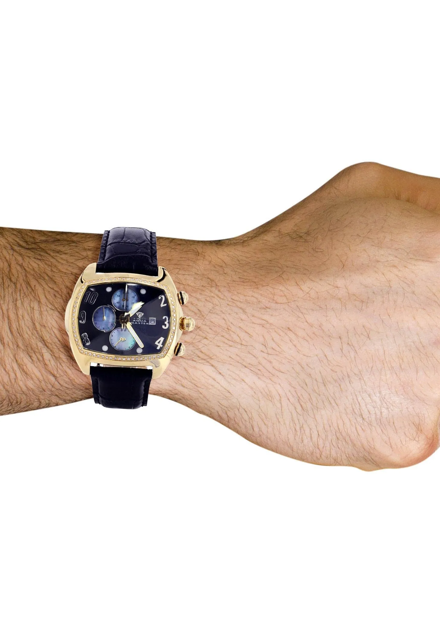 Mens Yellow Gold Tone Diamond Watch | Appx. 1.01 Carats