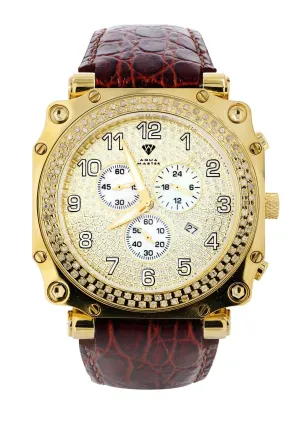 Mens Yellow Gold Tone Diamond Watch | Appx. 1.25 Carats