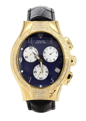 Mens Yellow Gold Tone Diamond Watch | Appx. 1.5 Carats