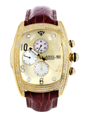 Mens Yellow Gold Tone Diamond Watch | Appx. 2.5 Carats