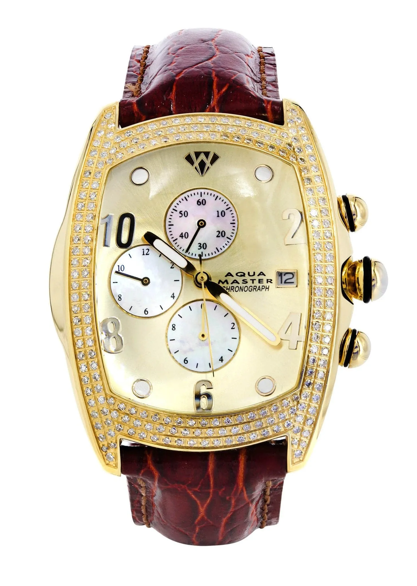 Mens Yellow Gold Tone Diamond Watch | Appx. 2.5 Carats