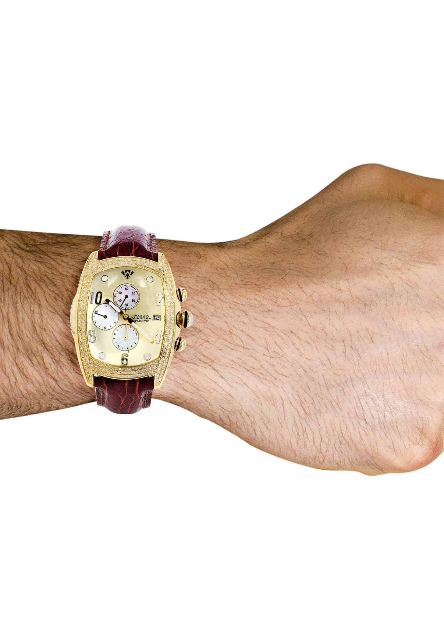Mens Yellow Gold Tone Diamond Watch | Appx. 2.5 Carats