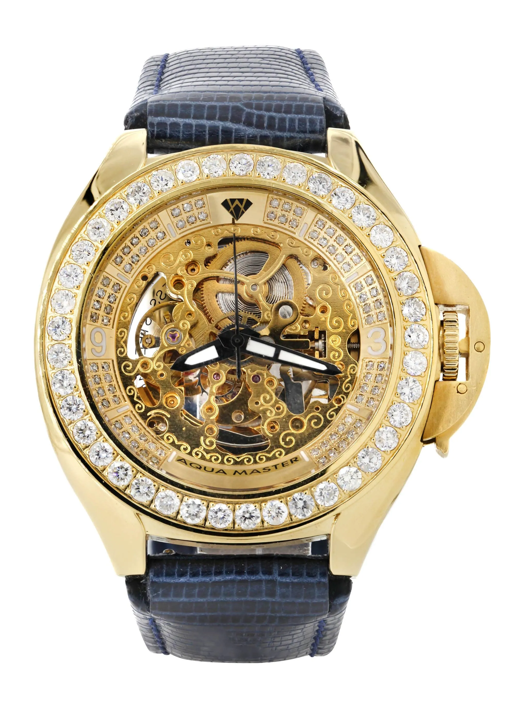 Mens Yellow Gold Tone Diamond Watch | Appx. 5 Carats