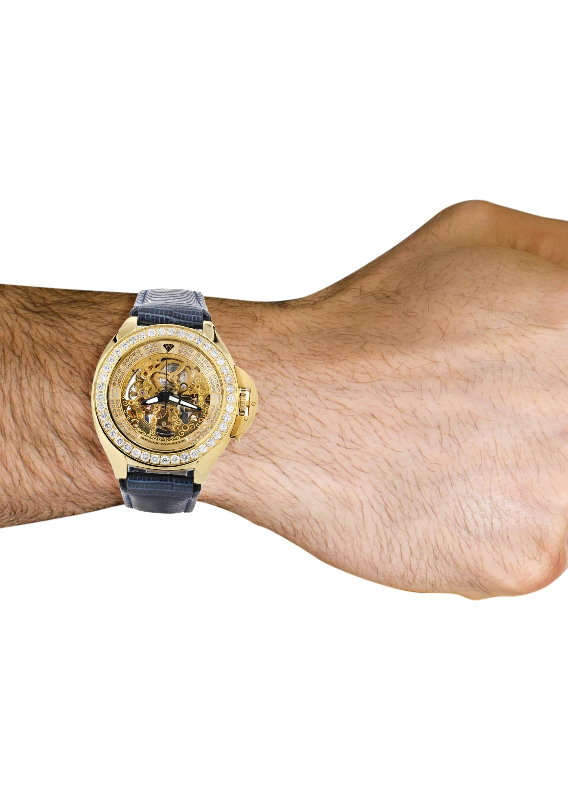 Mens Yellow Gold Tone Diamond Watch | Appx. 5 Carats