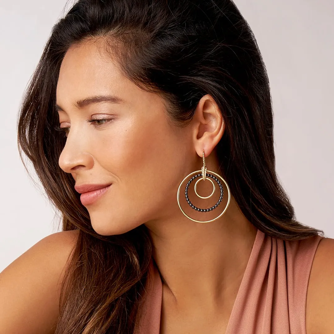 Meridian Statement 18K Gold and Ceramic Circle Drop Earrings