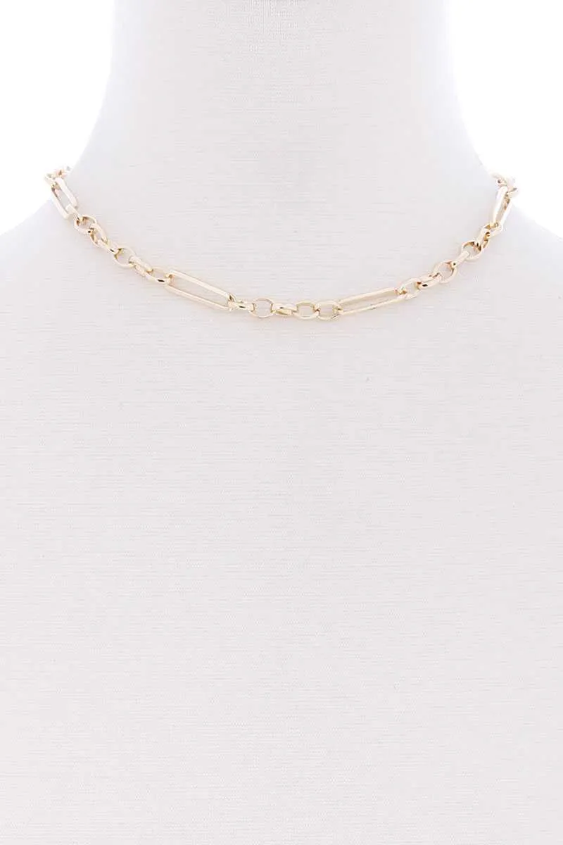 Metal Single Chain Short Necklace
