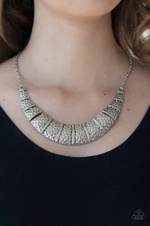 Metallic Mechanics - Silver - Hammered Silver Paparazzi Short Necklace