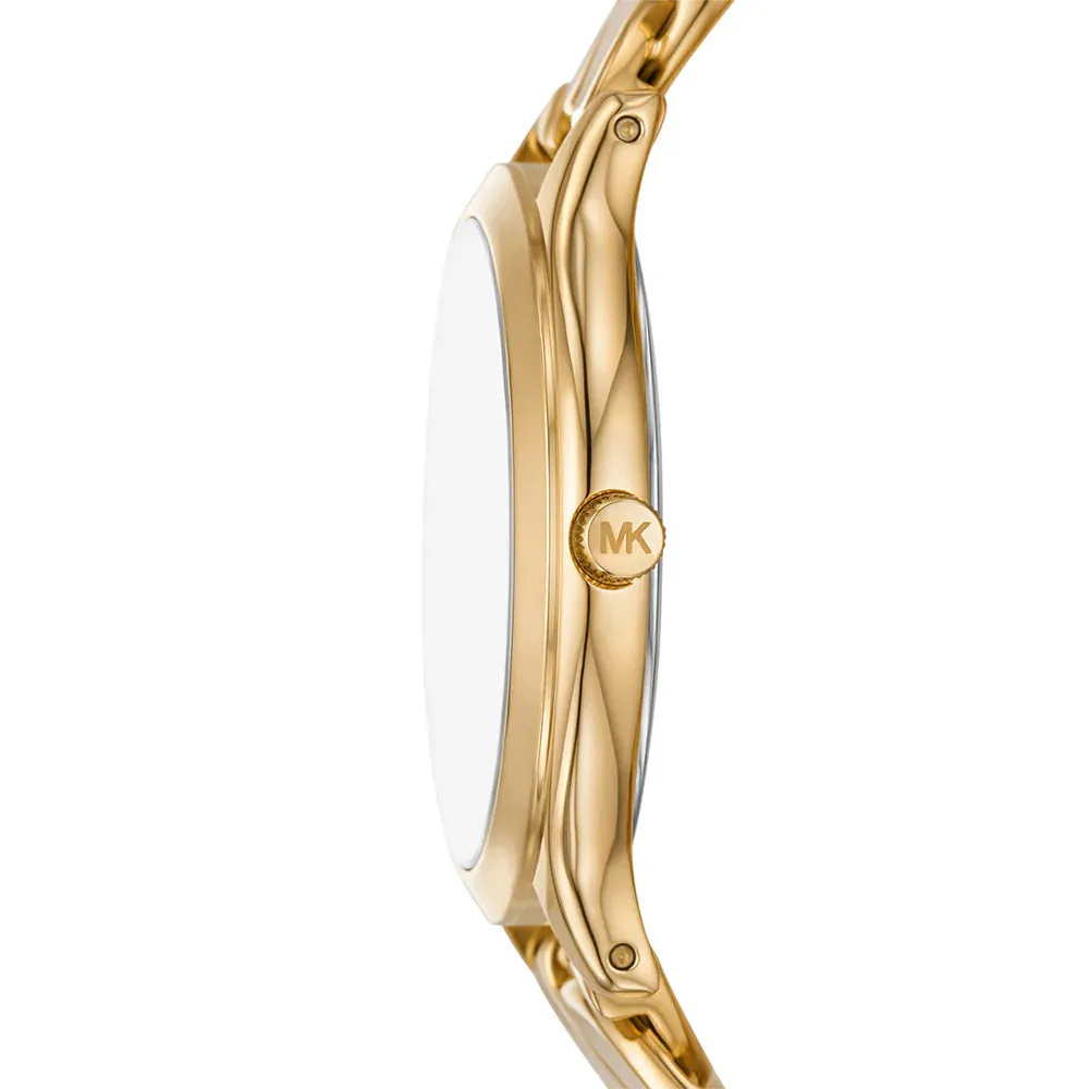 Michael Kors Slim Runway Ladies Silver Dial Gold Tone Watch
