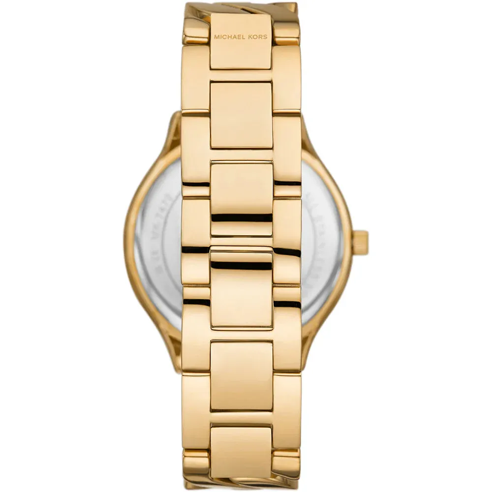 Michael Kors Slim Runway Ladies Silver Dial Gold Tone Watch