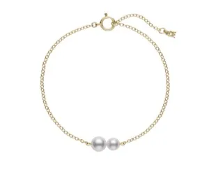Mikimoto 18K Yellow Gold Bracelet with Two Akoya Pearls