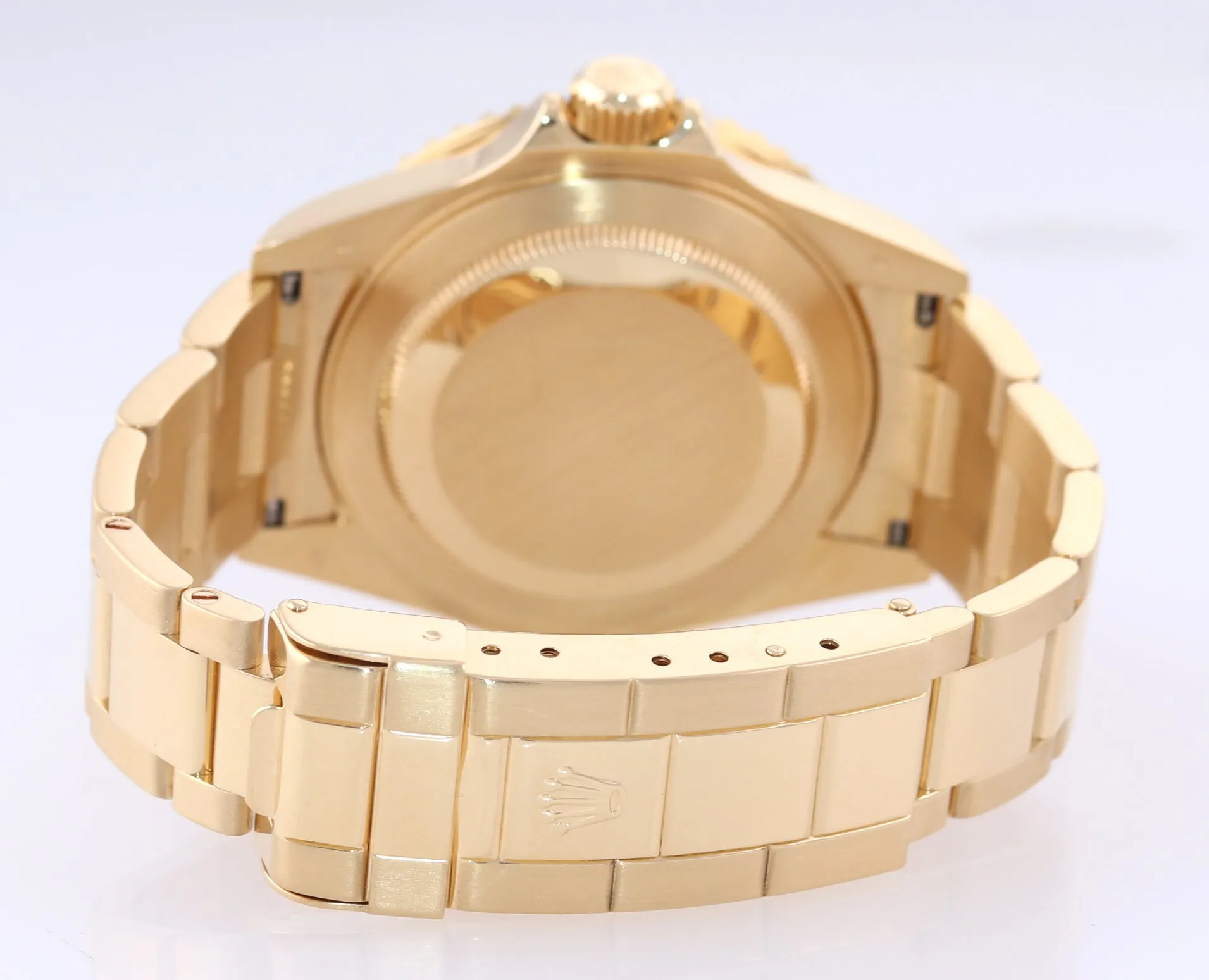MINT 2008 Engraved Rehaut Rolex Submariner 16618 Yellow Gold Serti Diamond Watch