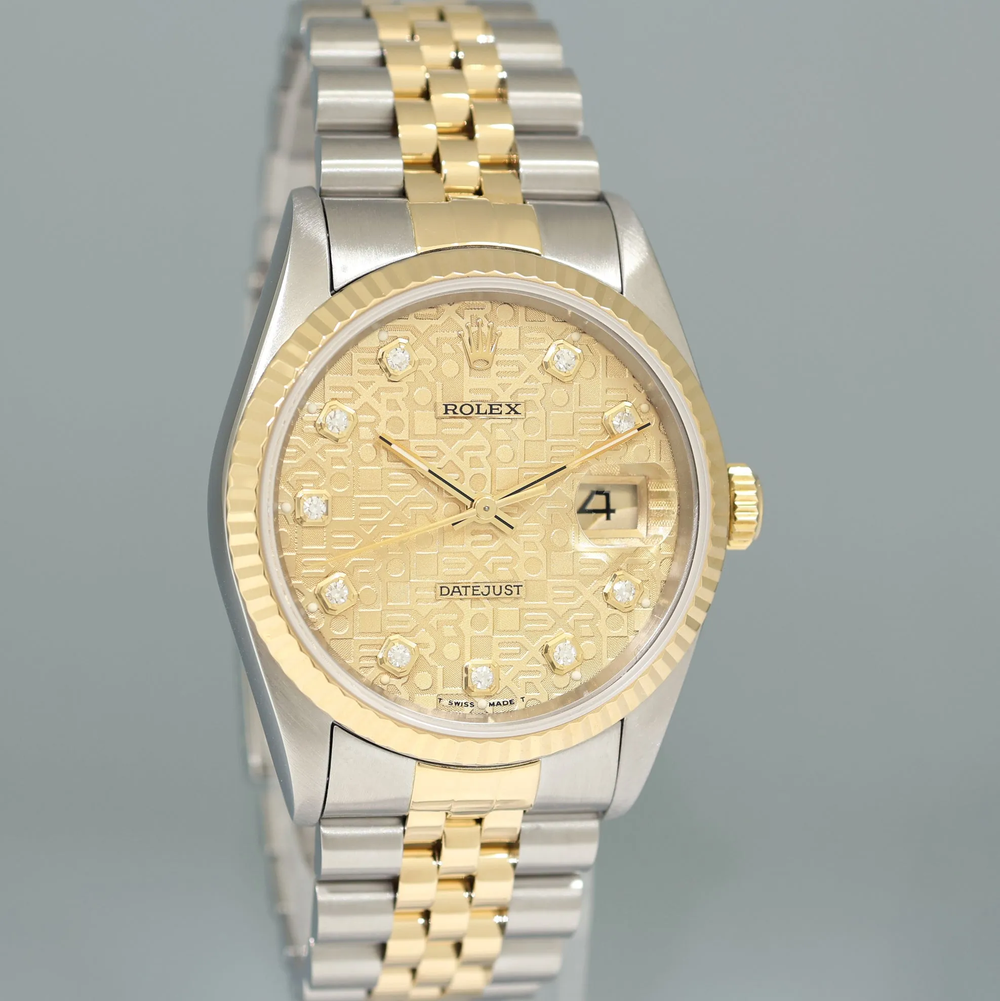 MINT Rolex DateJust 16233 Two Tone Yellow Gold Jubilee Champagne Diamond Watch