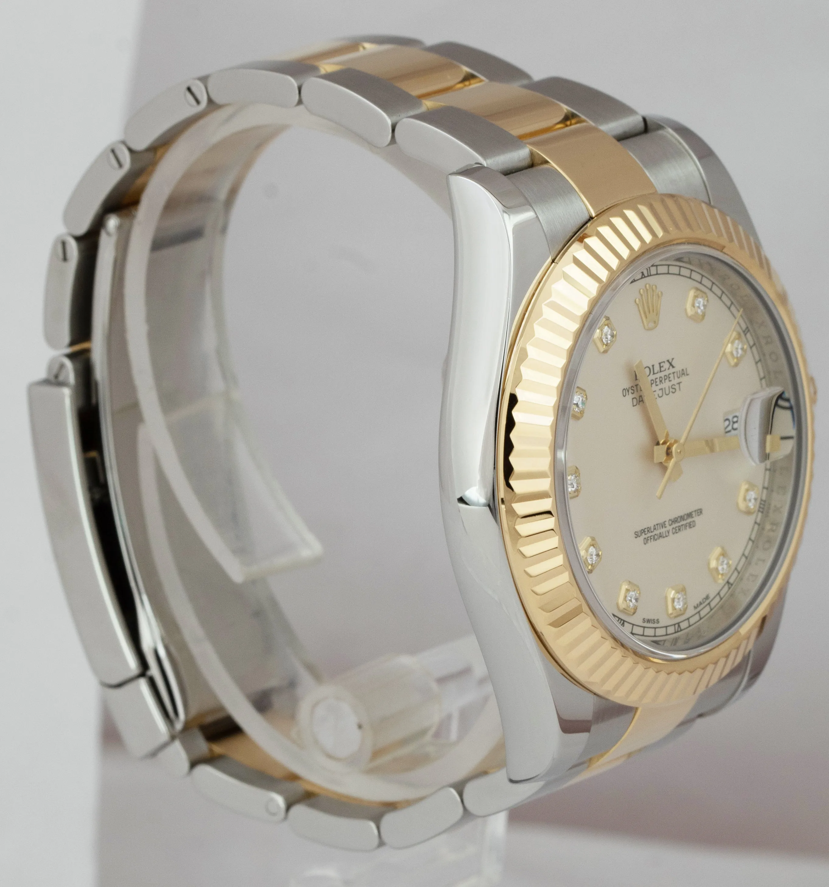MINT Rolex Datejust II 2 Silver Ivory DIAMOND Two-Tone Gold 41mm Watch 116333