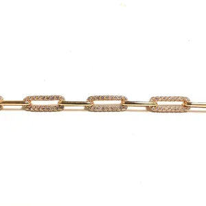 Miss Mimi Sterling Silver 14K Vermeil CZ Paper Clip Bracelet