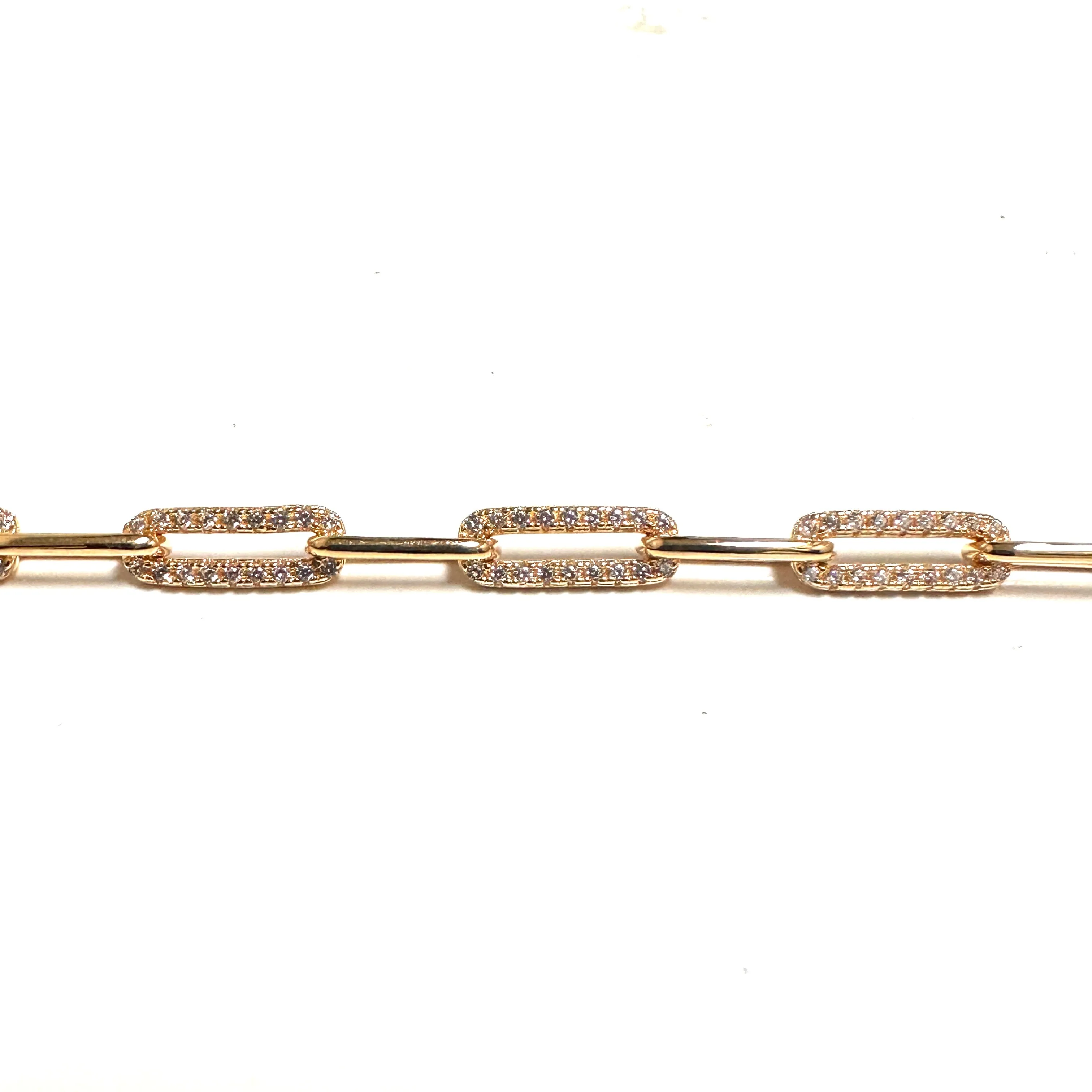 Miss Mimi Sterling Silver 14K Vermeil CZ Paper Clip Bracelet