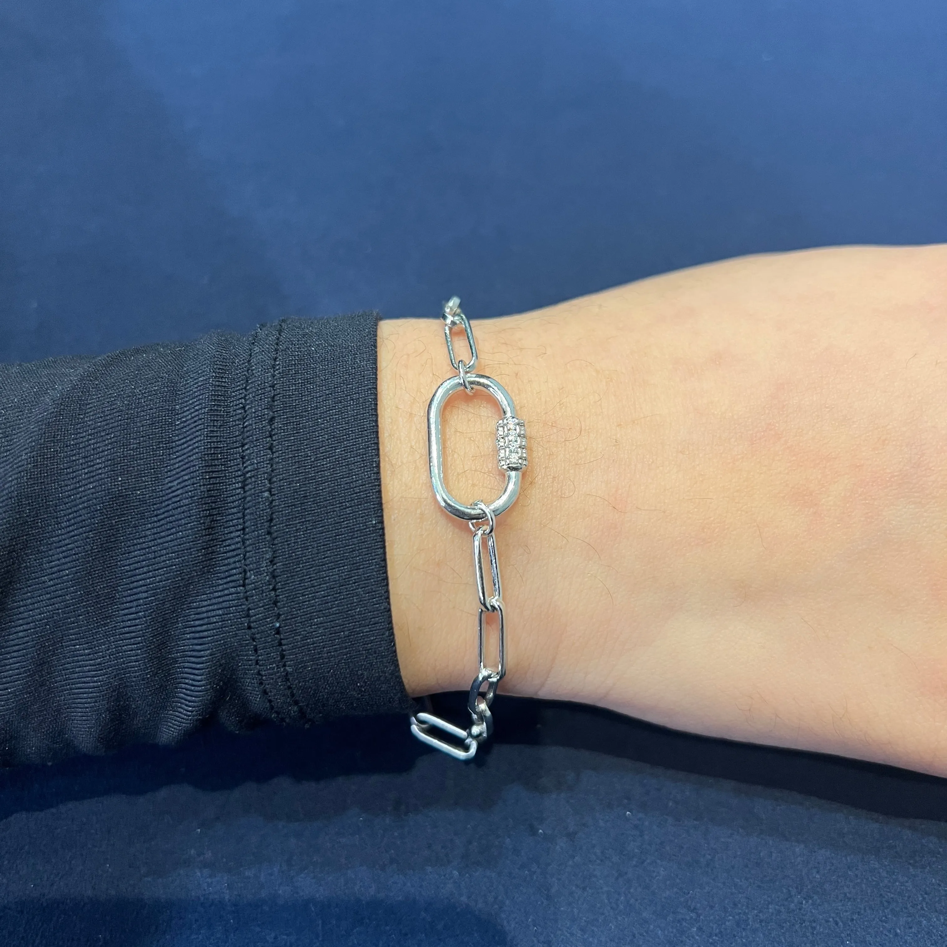 Miss Mimi Sterling Silver Bolt Paperclip Bracelet