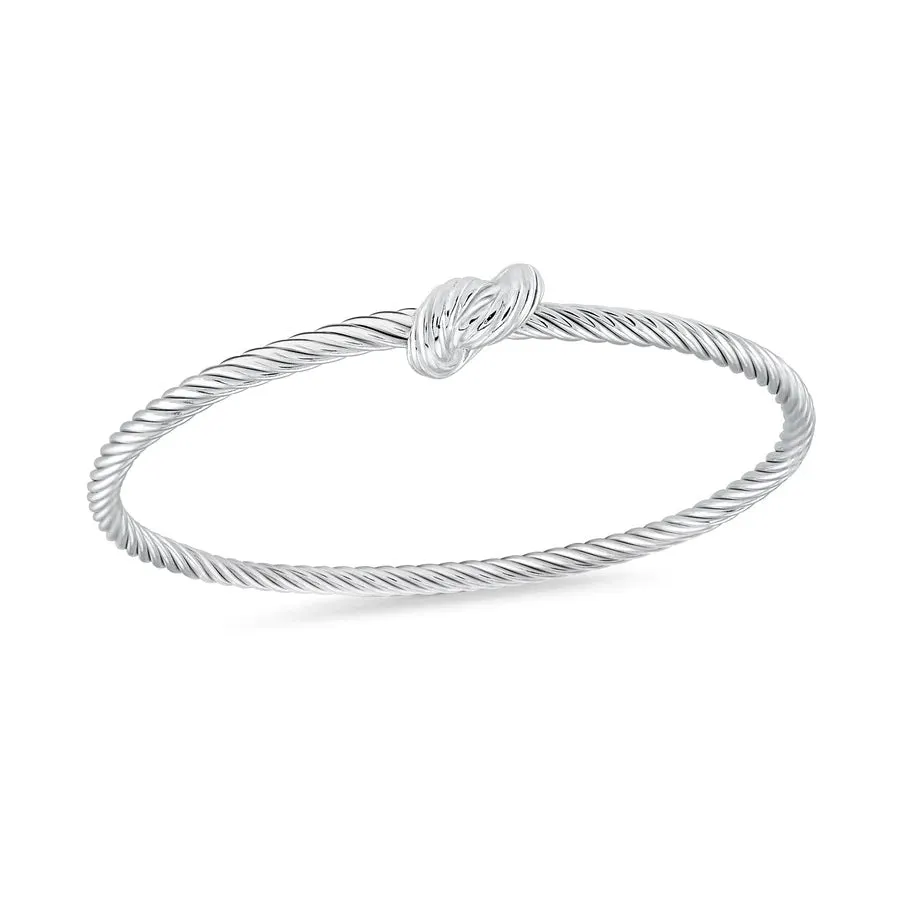 Miss Mimi Sterling Silver/18K Yellow Gold Vermeil Love Knot Twist Cable Bangle