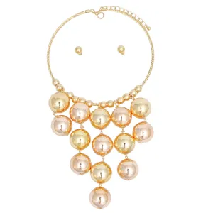 Mixed Metal Ball Drop Bib Set