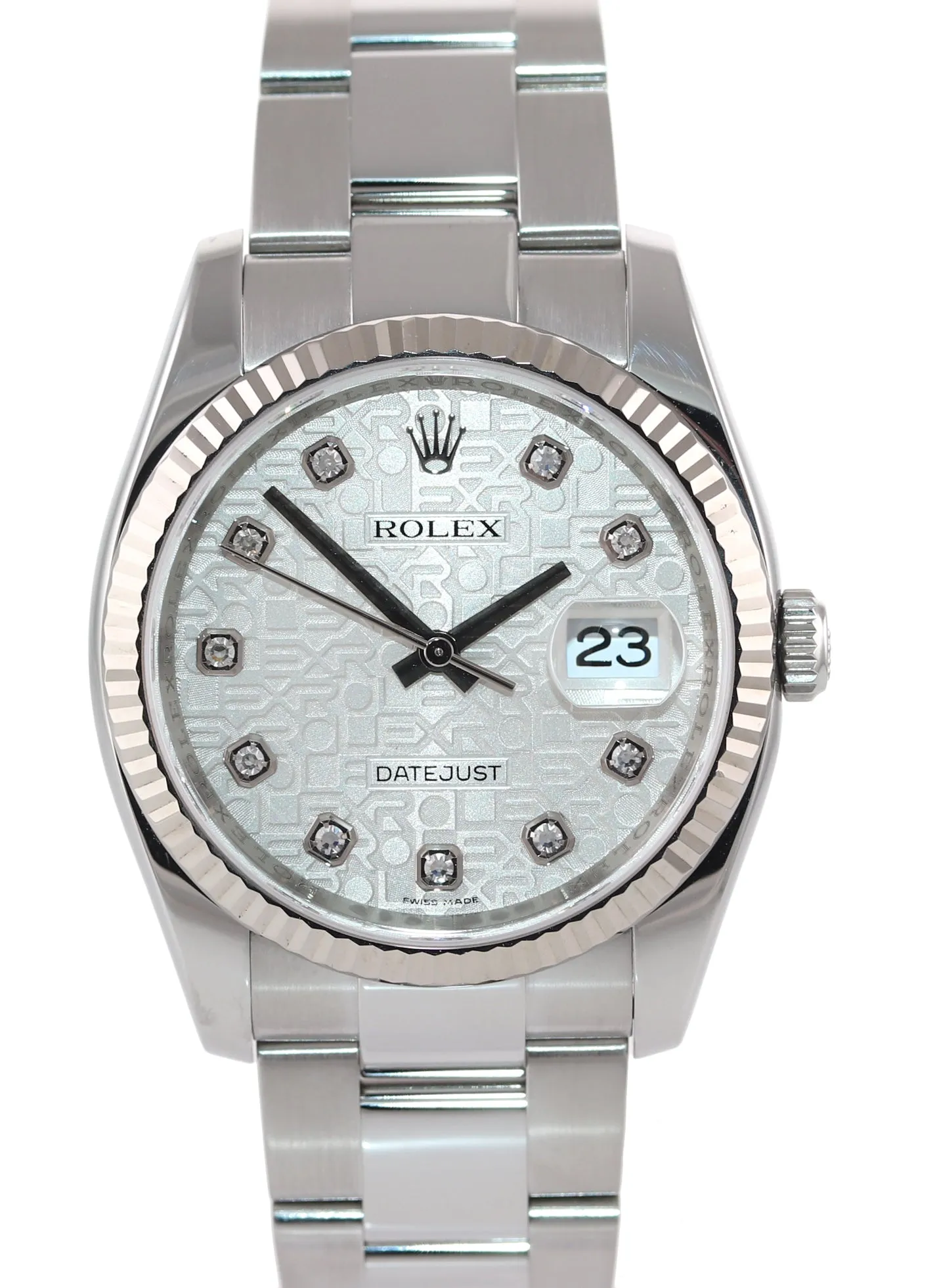 MNT Rolex DateJust Steel Silver Anniversary Diamond 116234 36mm Oyster Watch Box