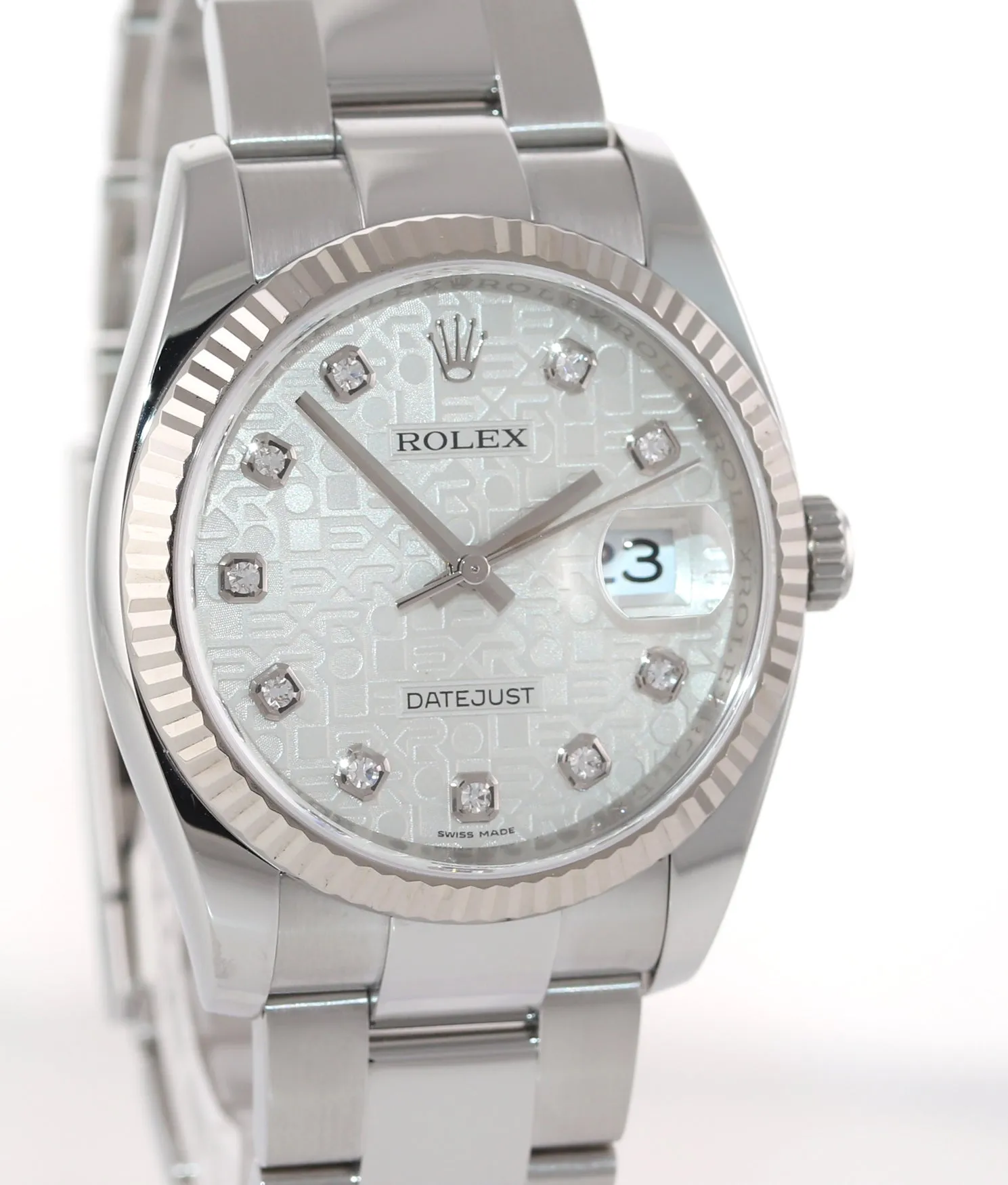 MNT Rolex DateJust Steel Silver Anniversary Diamond 116234 36mm Oyster Watch Box