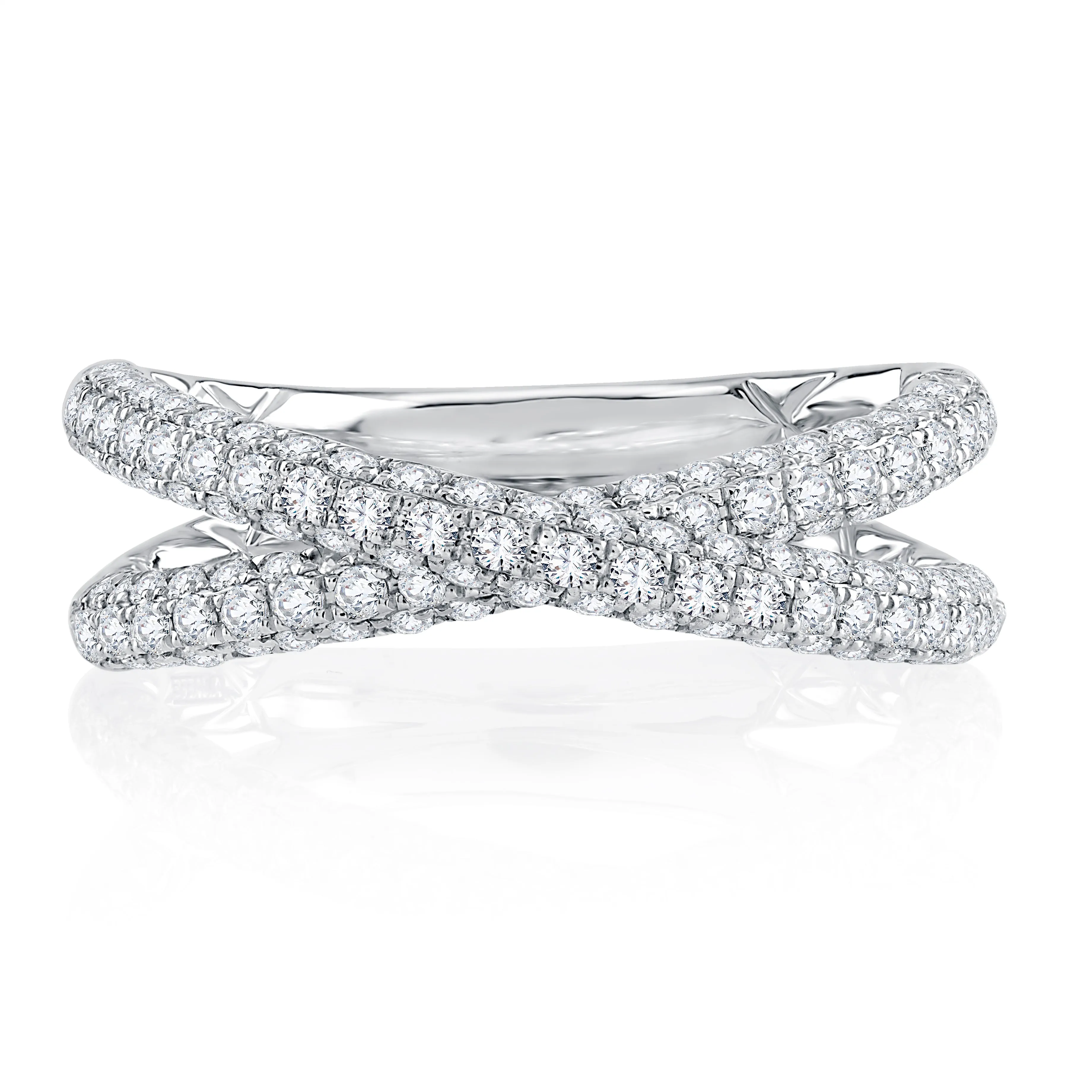Modern Criss Cross PavÃ© Diamond Anniversary Band