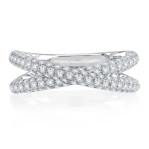 Modern Criss Cross PavÃ© Diamond Anniversary Band