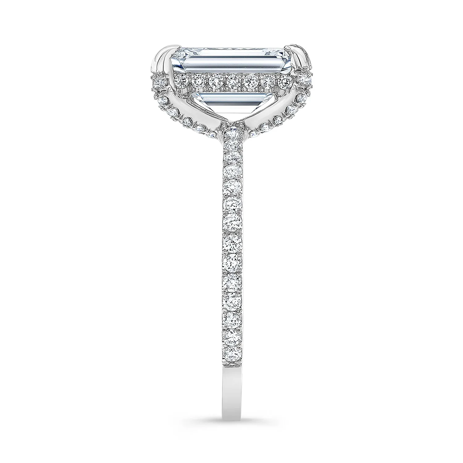 Modern Style Hidden Halo Diamond Engagement Ring