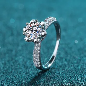 Moissanite 6 Prongs Round Cut Engagement Ring|Crown Diamond Solitaire Ring-RM040