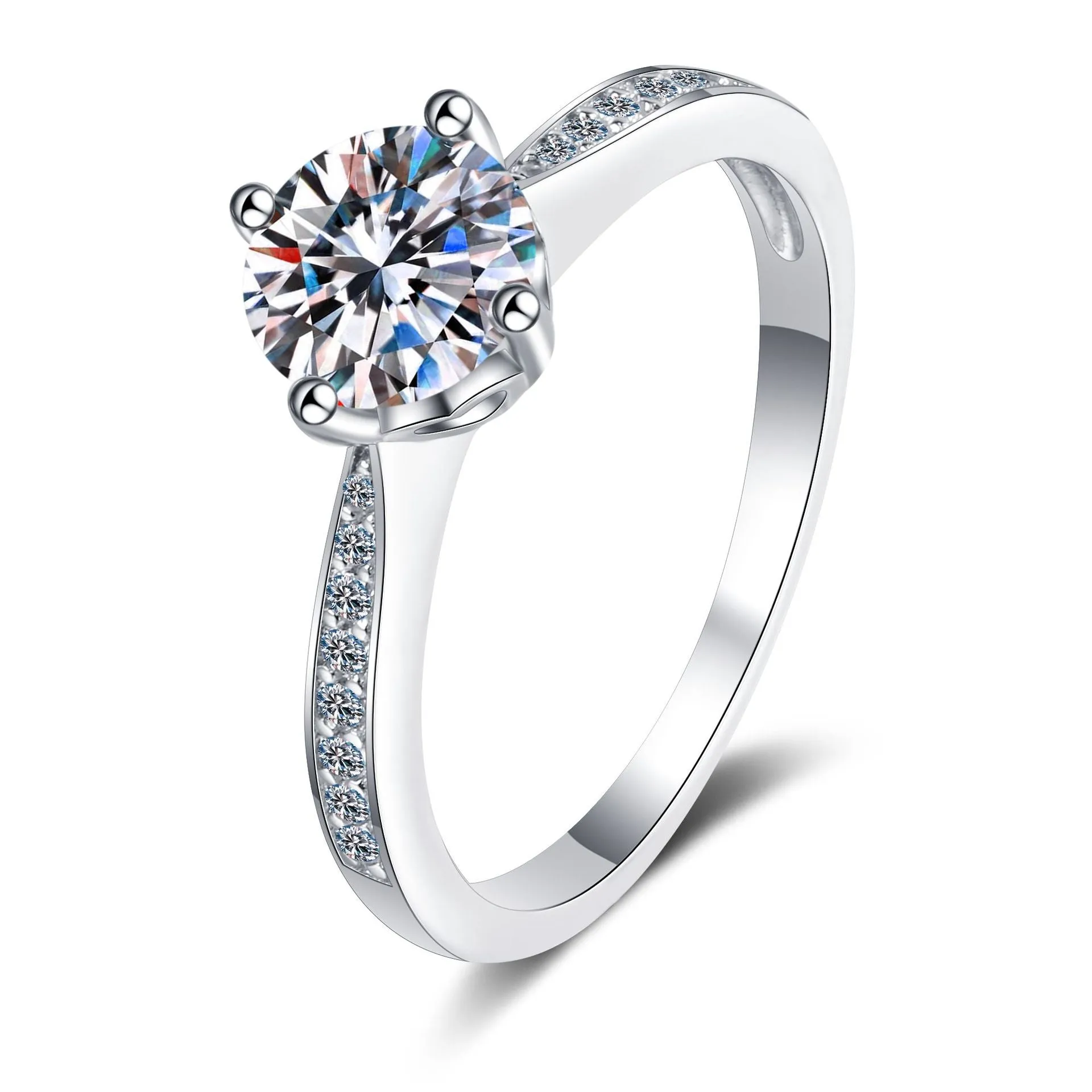 Moissanite Engagement Ring, 4-prong Solitaire Ring- RM031