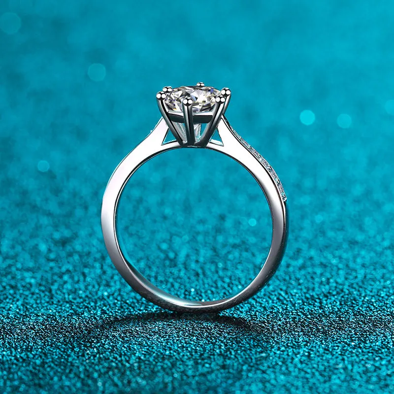 Moissanite Engagement Ring-6 Prongs Solitaire Ring-RM027