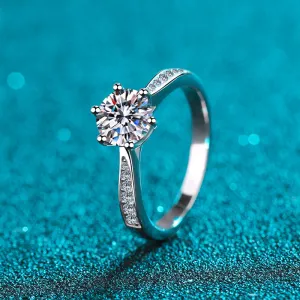 Moissanite Engagement Ring-6 Prongs Solitaire Ring-RM027
