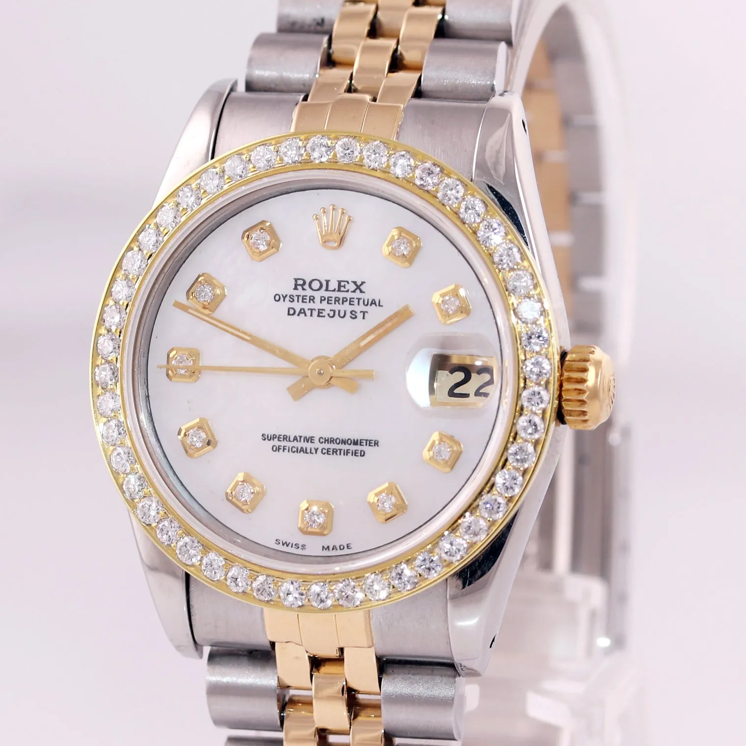 MOP DIAMOND Rolex DateJust 31mm Midsize Two-Tone Steel 18k Gold 68273 Watch