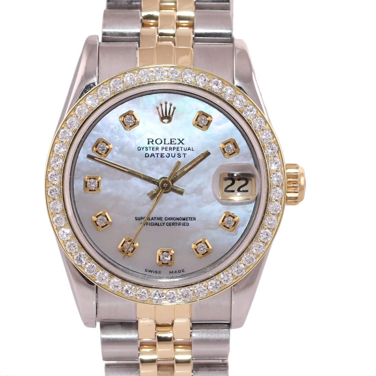 MOP DIAMOND Rolex DateJust 31mm Midsize Two-Tone Steel 18k Gold 68273 Watch