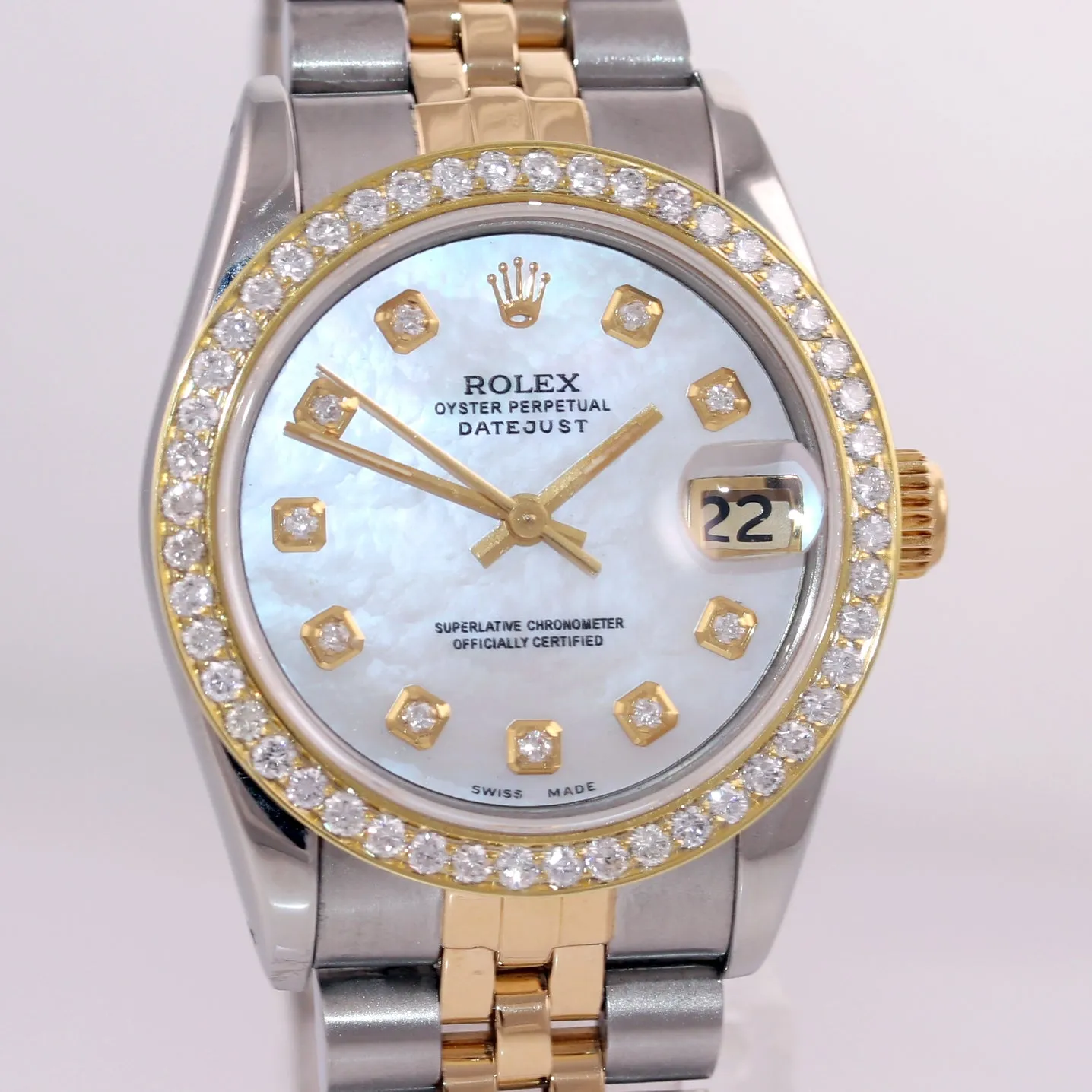 MOP DIAMOND Rolex DateJust 31mm Midsize Two-Tone Steel 18k Gold 68273 Watch