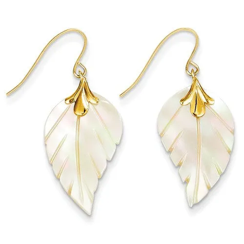 Mother of Pearl Leaf Dangle Earrings