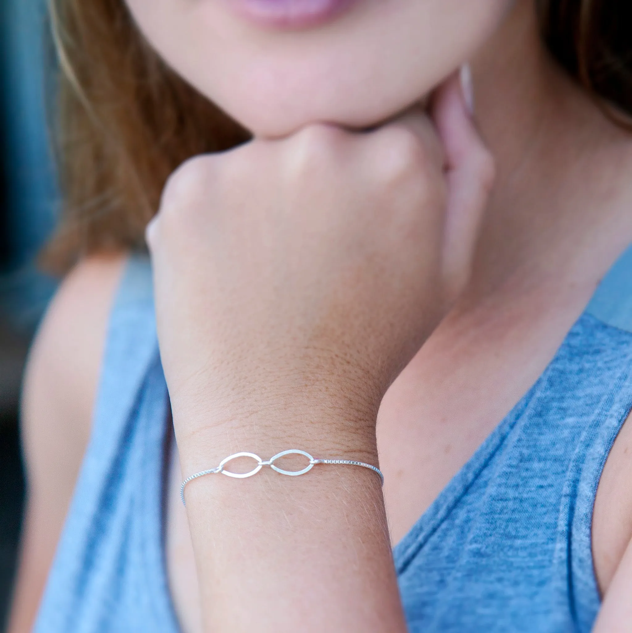 Mother's Day Jewelry - Family of Two Sterling Silver Bracelet - Personalized