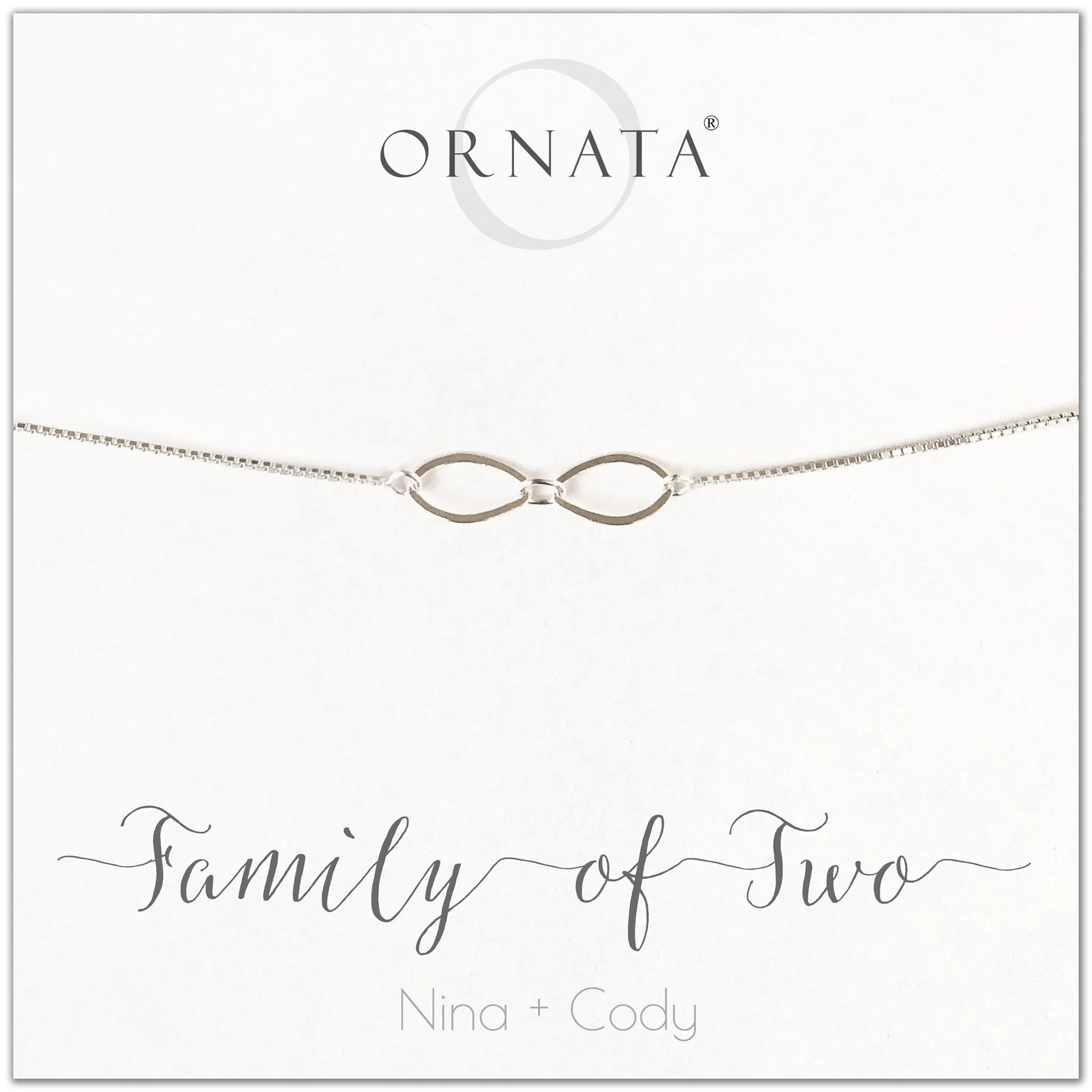 Mother's Day Jewelry - Family of Two Sterling Silver Bracelet - Personalized