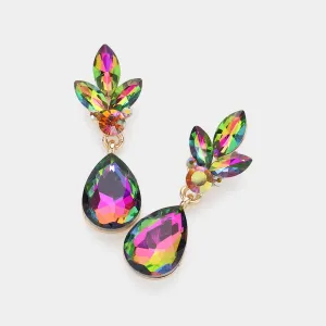 Multi-Color Teardrop and Marquise Dangle Pageant Earrings  | Interview Earrings | 631153