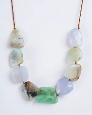 multi gem chunky tassel necklace - multi gem