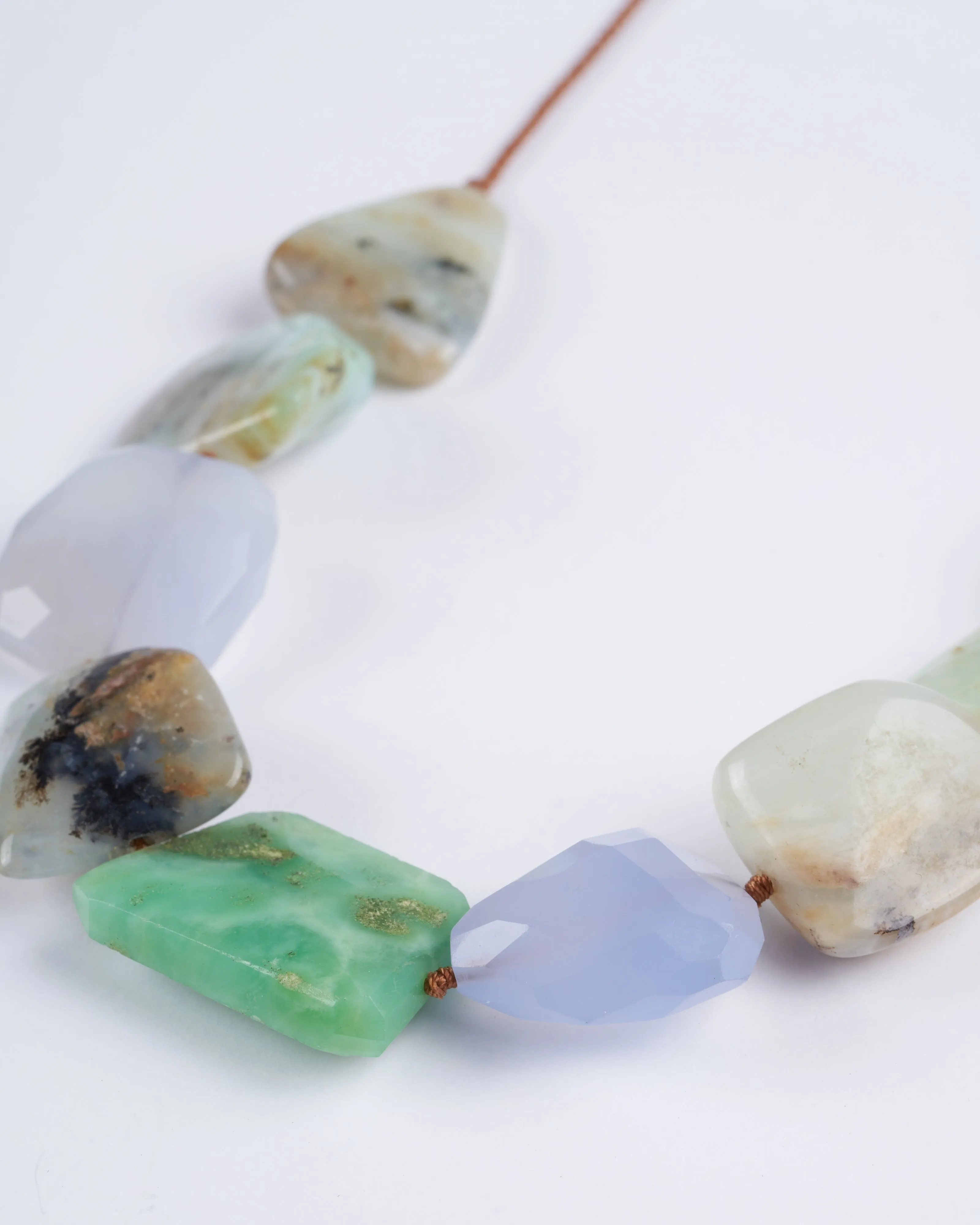 multi gem chunky tassel necklace - multi gem
