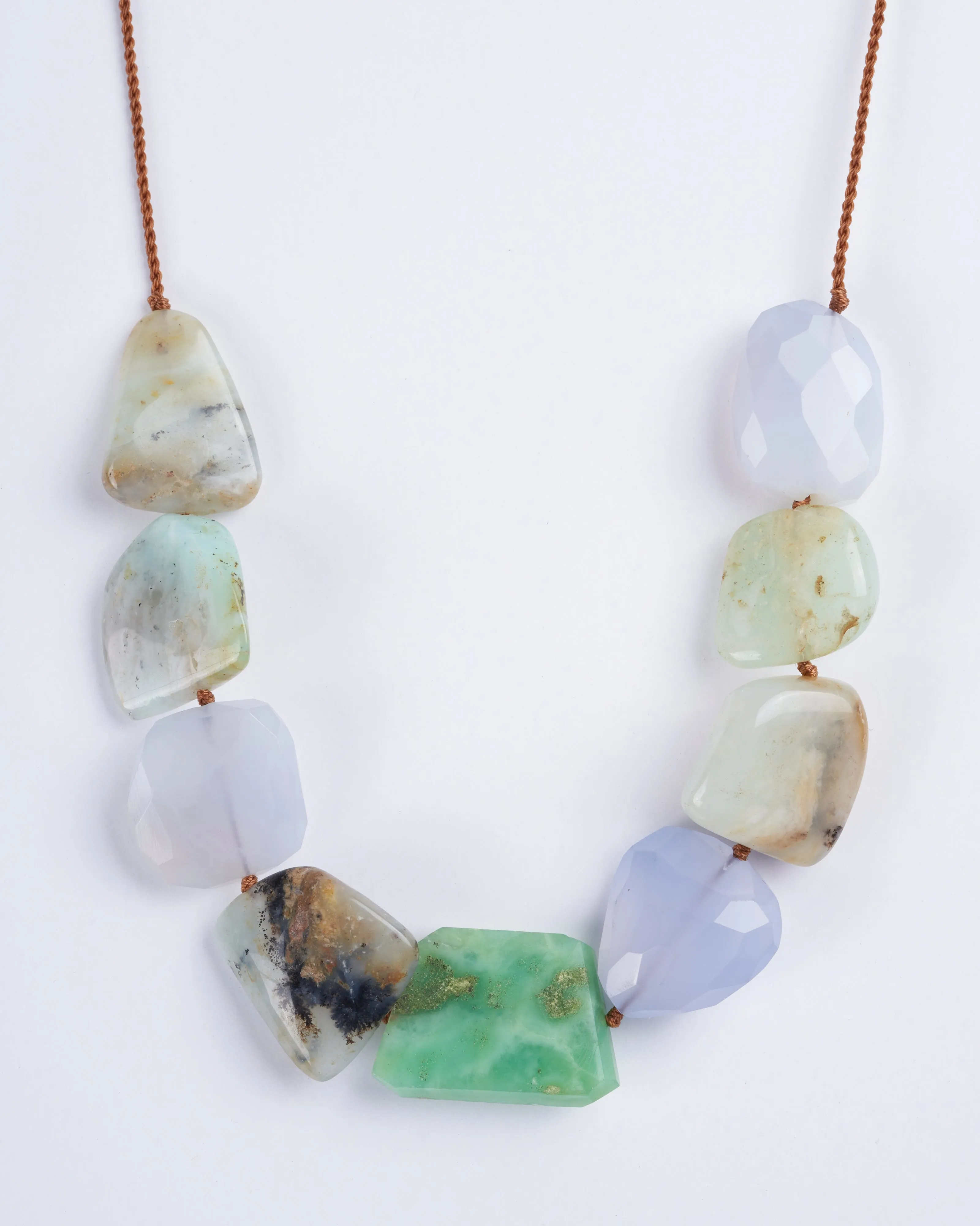 multi gem chunky tassel necklace - multi gem