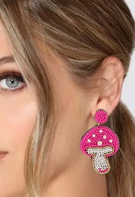 Mushroom Seed Beaded Earrings