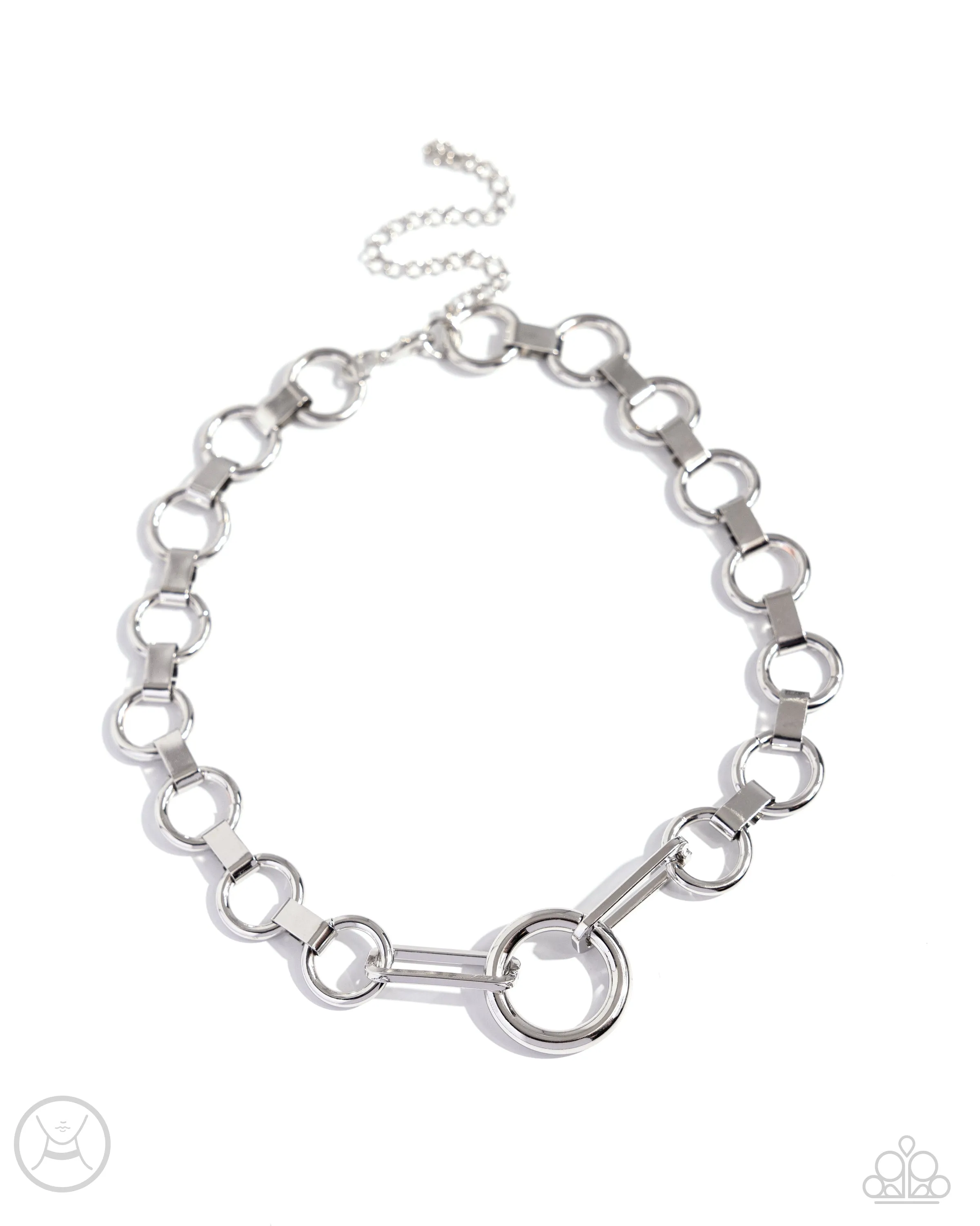 Musings Marvel - Silver - Interlocking Hoop Paparazzi Choker Necklace