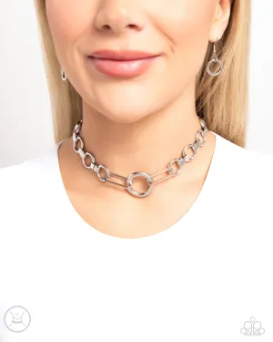 Musings Marvel - Silver - Interlocking Hoop Paparazzi Choker Necklace